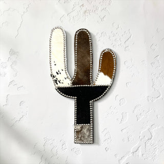 Silver cactus cowhide wall decor