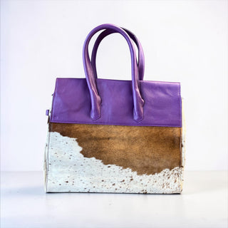 Purple leather & cowhide Birkin bag