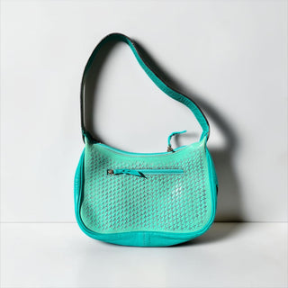 Turquoise tooled leather & cowhide shoulder bag