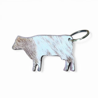 Tan cow cowhide keychain