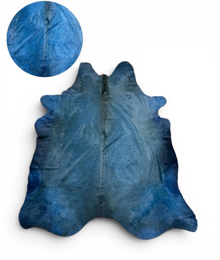 6-7’ dark blue Brazilian cowhide rug