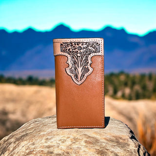 Cowboy tooled leather men’s wallet