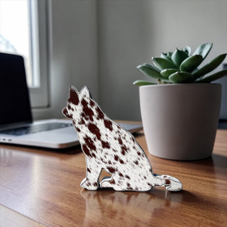 Wolf all cowhide desk decor