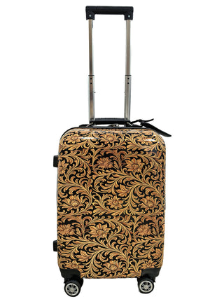 Floral tooling print luggage rolling suitcase