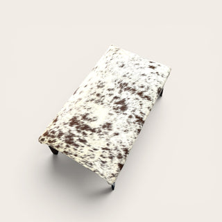 Salt pepper cowhide ottoman