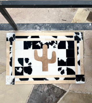 3x2’ Cactus cowhide patchwork doormat