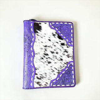Purple tooled leather & cowhide planner