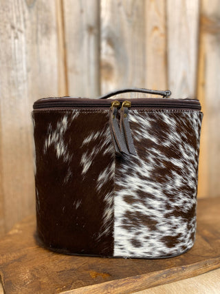 Brown Makeup Box Cowhide