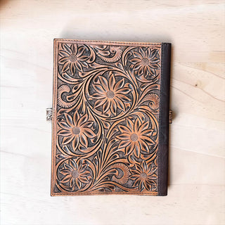 Tooled leather & cowhide book cover