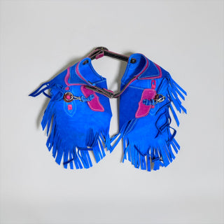 Blue/pink suede kids chaps