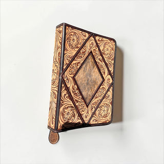 Diamond cowhide & tooled leather bible cover