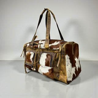 Cowhide & leather duffle bag suitecase