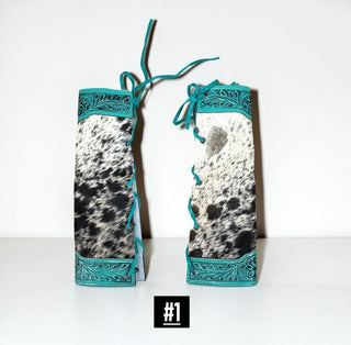 Turquoise cowhide bouquet wrap