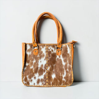 Tan all cowhide tote bag