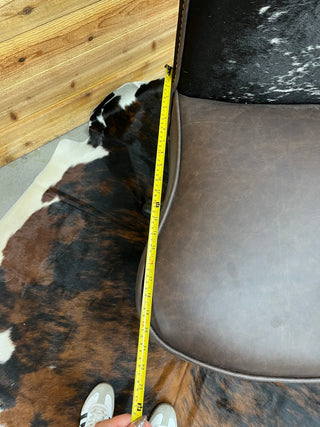 Tricolor genuine cowhide & leather armless office chair