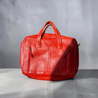 Red tooled leather & cowhide briefcase