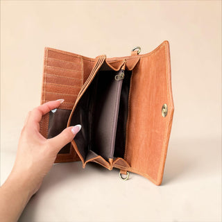 All cowhide crossbody wallet