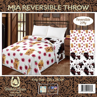 Reversible king Mia blanket - highland/cowprint