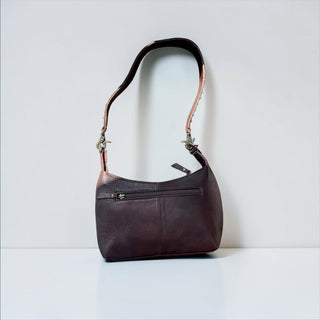 Brown tooled leather shoulder bag