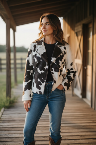 Black/white cowhide jacket (s)