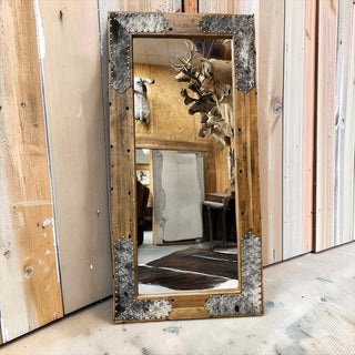 6x3ft brown antique genuine cowhide mirror
