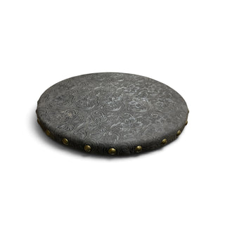 Black floral rustic leather lazy Susan