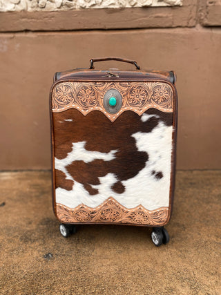 Stone Cowhide Rolling Luggage