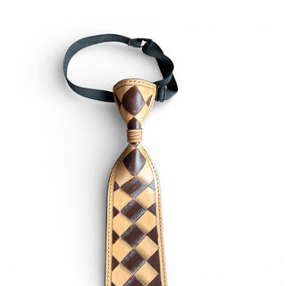 Brown checker tooled leather ties