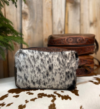 Cowhide & Tooled Leather Toiletry Bag