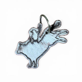 Bull rider cowhide keychain