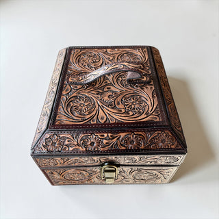 All tooled leather jewelry box