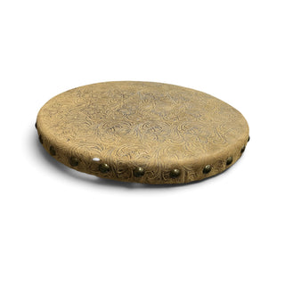 Tan floral rustic leather lazy Susan