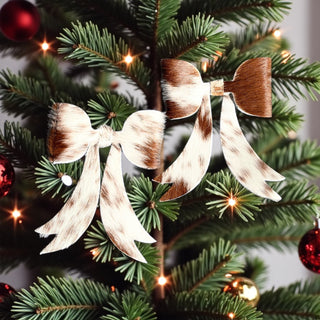 Small cowhide Christmas tree bow
