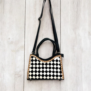 Olivia Checker tooled leather crossbody bag