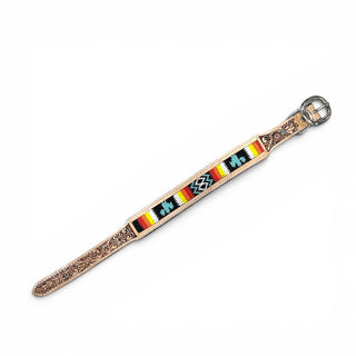 Cactus tooled leather dog collar