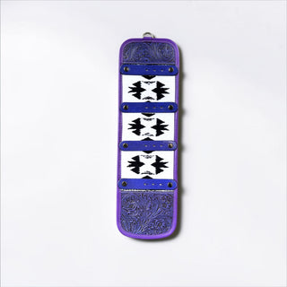 Purple Aztec tooled leather buckle holder