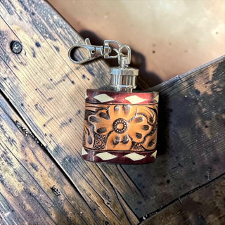 Tooled leather flask
