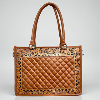 Tan leather tote bag