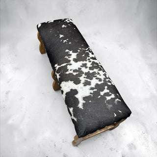 All cowhide wood bench