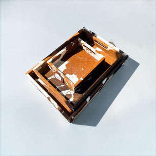 All cowhide tray set of 3