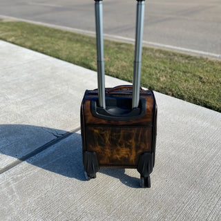 Mini Rolling Carry Luggage Cowhide & Tooled