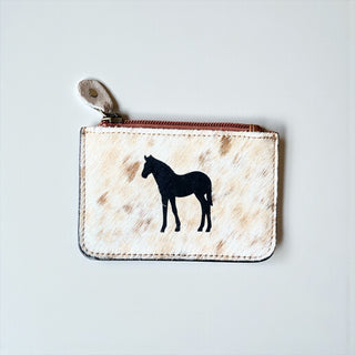 Horse cowhide coin pouch