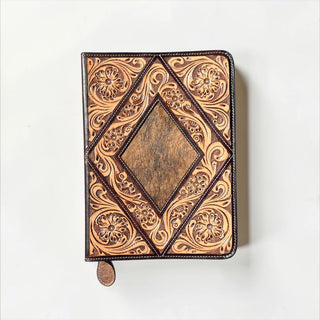 Diamond cowhide & tooled leather bible cover
