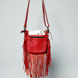 Red bucking fringe crossbody bag