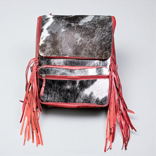 cowhide mini backpack Red cowhide & leather fringe backpack – Western Linens
