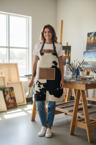 Cowhide Basketweave tooled leather apron