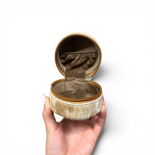 Round All cowhide mini jewelry box