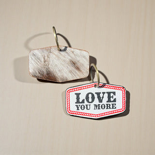 Love you more leather & cowhide keychain