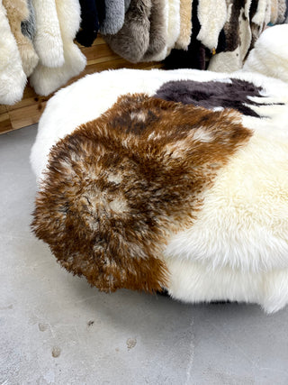 2x3ft Brown white with dusty tips Tibetan lambskin