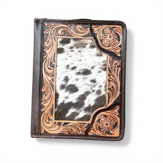 Tooled leather & cowhide planner